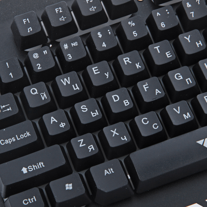 Клавиатура игровая, разноцветная подсветка, корпус металл, провод 150 см, черная