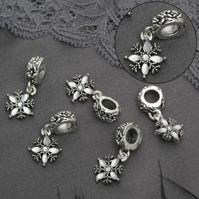 

Подвеска "Снежинка", цвет белый в чернёном серебре