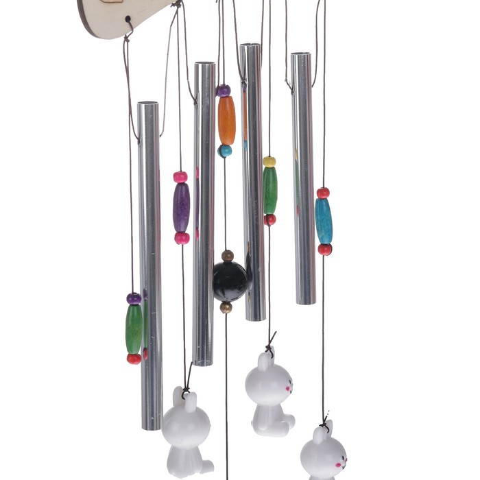 Музыка ветра "Зайчики" 4 трубки 5 фигурок 62 см