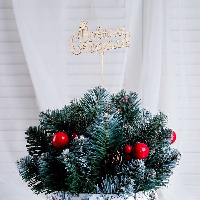 Топпер "С Новым Годом, с колпаком", 10х6см