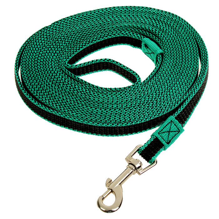 Поводок Зооник капроновый с двойной латексной нитью, зеленый, 7 м х 1,5 см