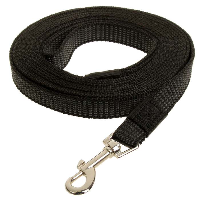 Поводок "Зооник" капроновый с двойной латексной нитью, черный,  5 м х 2 см