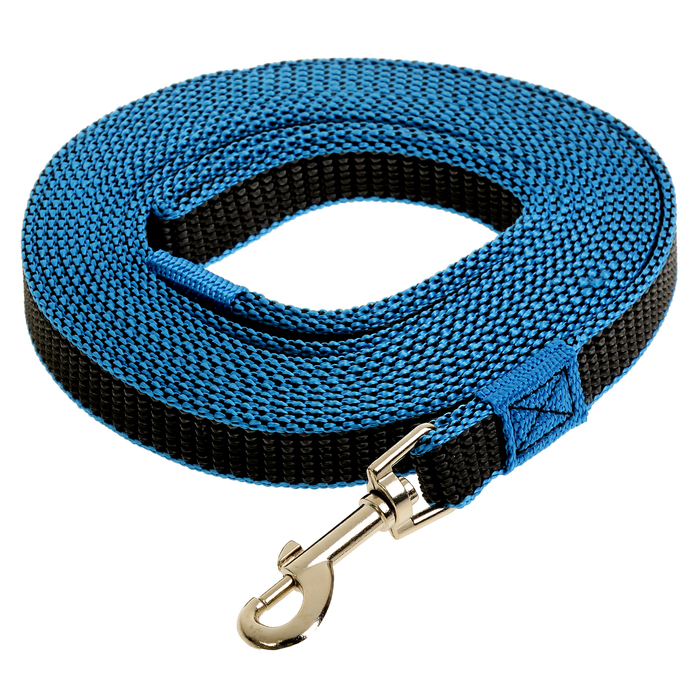 Поводок "Зооник" капроновый с двойной латексной нитью, 5 м х 2 см, синий