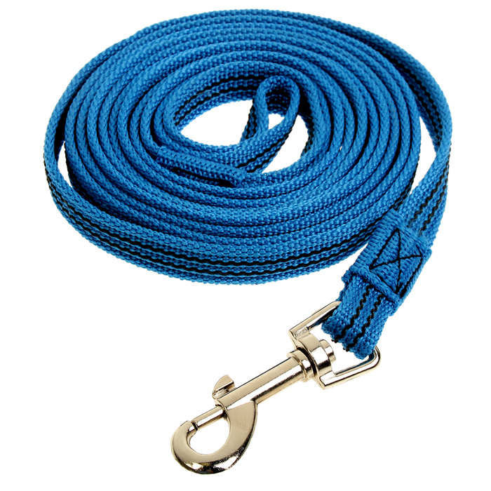 Поводок Зооник  капроновый с латексной нитью, синий, 3 м х 1,5 см