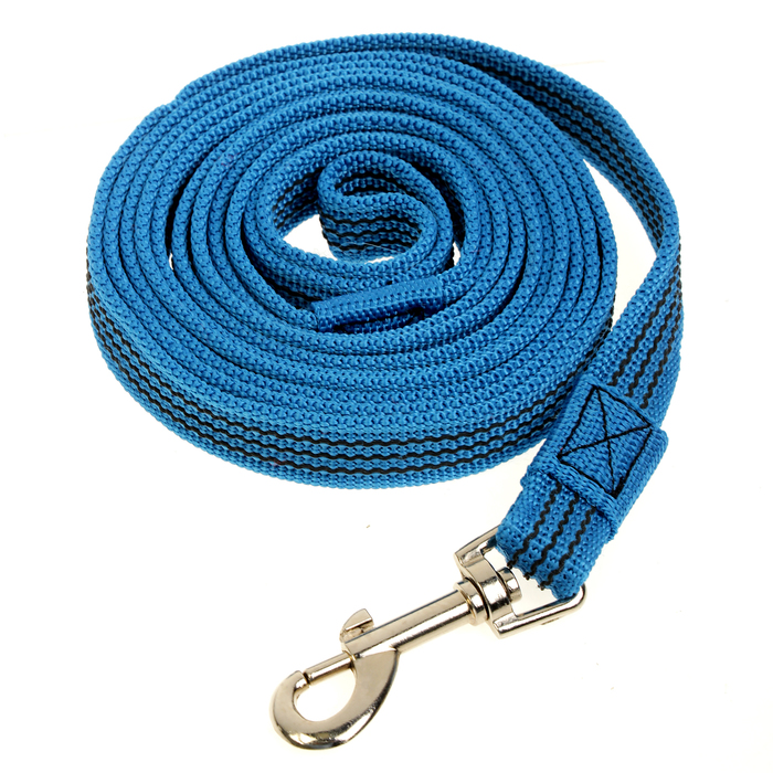 Поводок Зооник капроновый с латексной нитью, 3 м х 2 см, синий