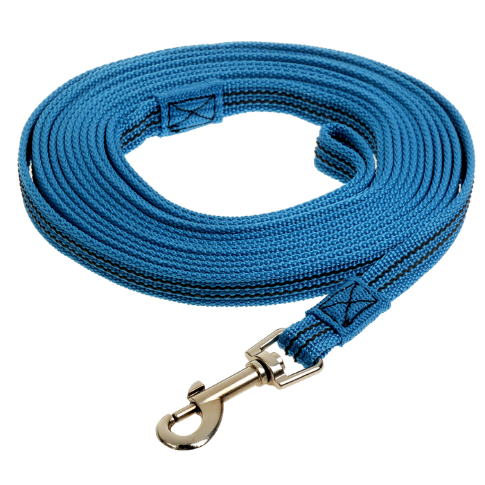 Поводок Зооник капроновый с латексной нитью, 5 м х 1,5 см, синий