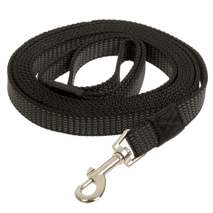 Поводок Зооник капроновый с двойной латексной нитью, черный,  3 м х 2 см