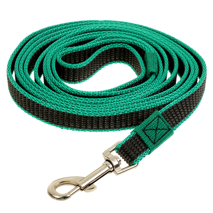 Поводок Зооник капроновый с двойной латексной нитью, 3 м х 2 см, зеленый