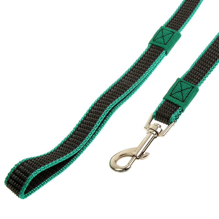 Поводок Зооник капроновый с двойной латексной нитью, 3 м х 2 см, зеленый