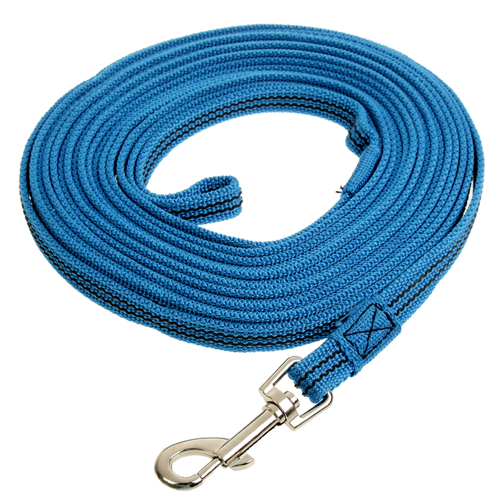 Поводок Зооник  капроновый с латексной нитью, синий, 7 м х 1,5 см