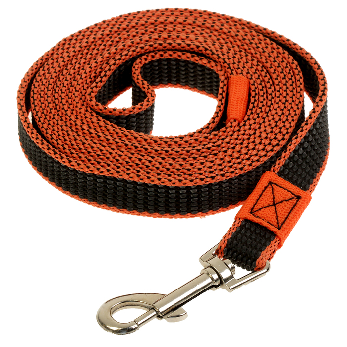 Поводок Зооник капроновый с двойной латексной нитью, 3 м х 2 см, оранжевый