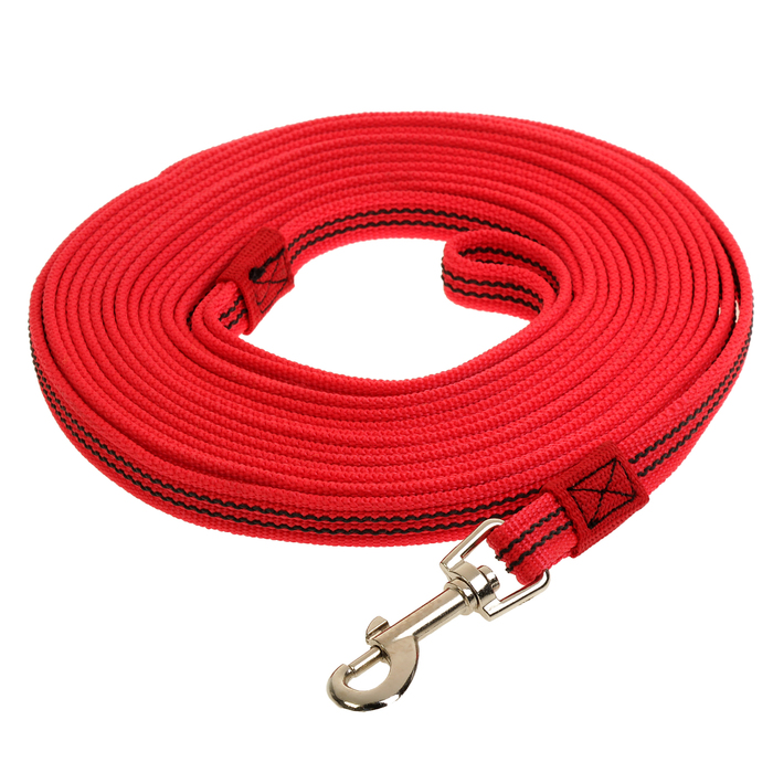 Поводок Зооник капроновый с латексной нитью, 7 м х 1,5 см, красный