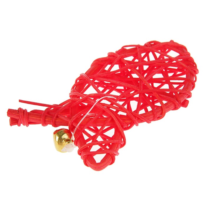 Игрушка для кошек из лозы с бубенчиком "Рыбка", 9 см, микс цветов