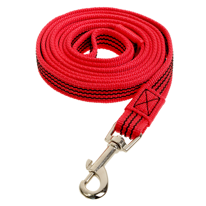 Поводок Зооник  капроновый с латексной нитью, красный, 2 м х  2 см
