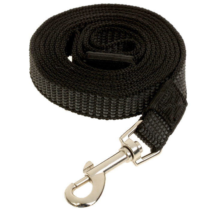 Поводок Зооник капроновый с двойной латексной нитью, черный, 2 м х 2 см