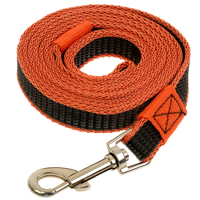 Поводок Зооник капроновый с двойной латексной нитью, 2 м х 2 см, оранжевый