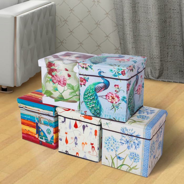 Пуф складной 30х30х30 см "Жар-птица"