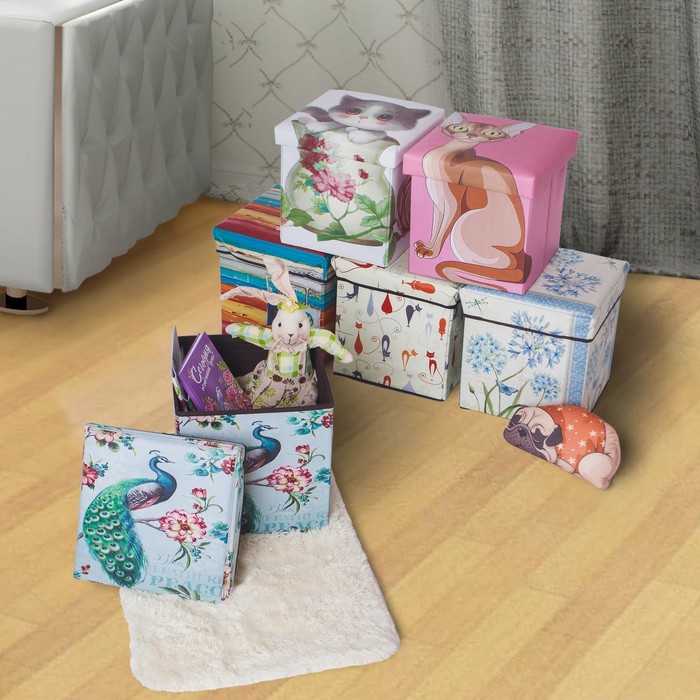 Пуф складной 30х30х30 см "Жар-птица"