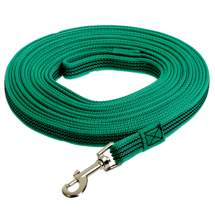 Поводок Зооник капроновый с латексной нитью, 7 м х 2 см, зеленый