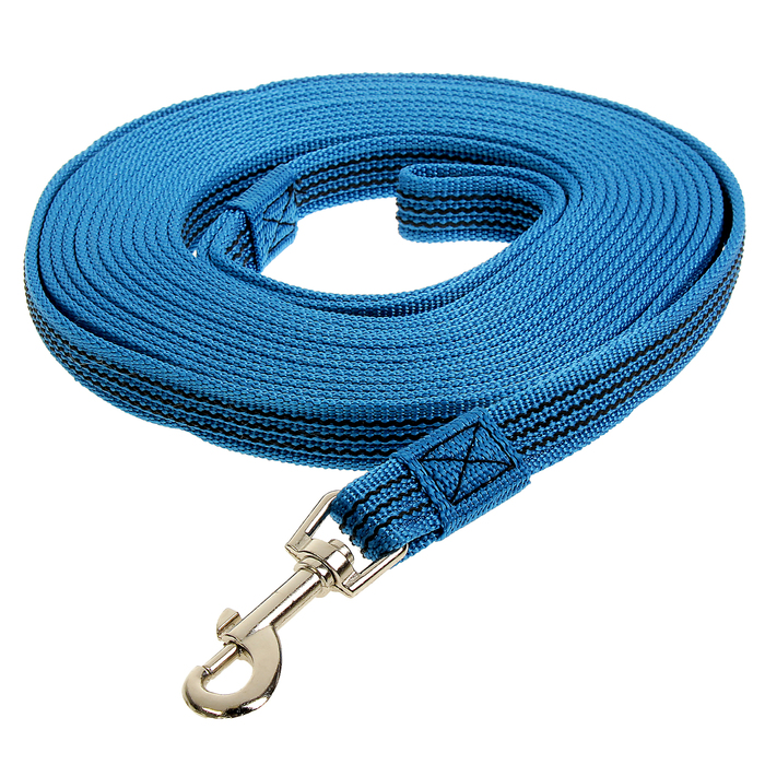 Поводок Зооник капроновый с латексной нитью, 7 м х 2 см, синий