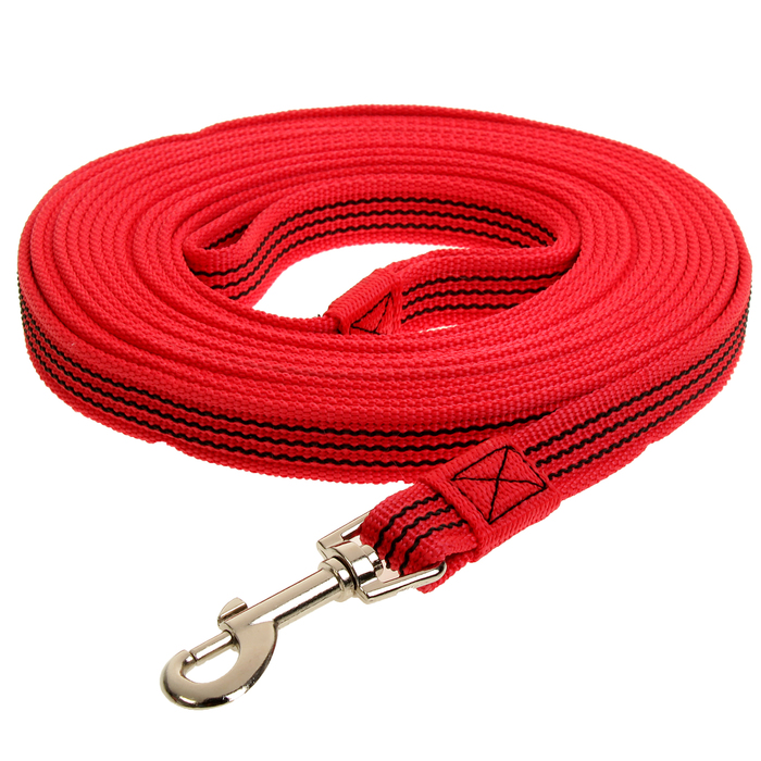 Поводок Зооник капроновый с латексной нитью, 7 м х 2 см, красный