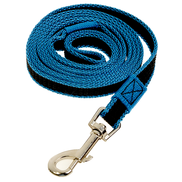 Поводок Зооник капроновый с двойной латексной нитью, 2 м х 1,5 см, синий