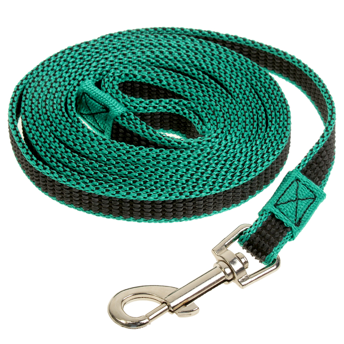 Поводок  Зооник капроновый с двойной латексной нитью, зеленый,  3м х 1.5 см