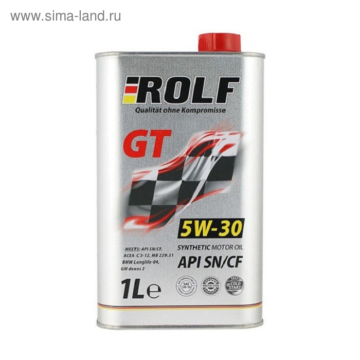 Моторное масло Rolf GT 5W-30 SN/CF синтетическое, 1 л масло моторное rolf gt 5w 30 sn cf синтетическое 60 л