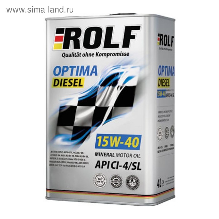 фото Моторное масло rolf optima diesel 15w-40 api ci-4/sl, 4 л