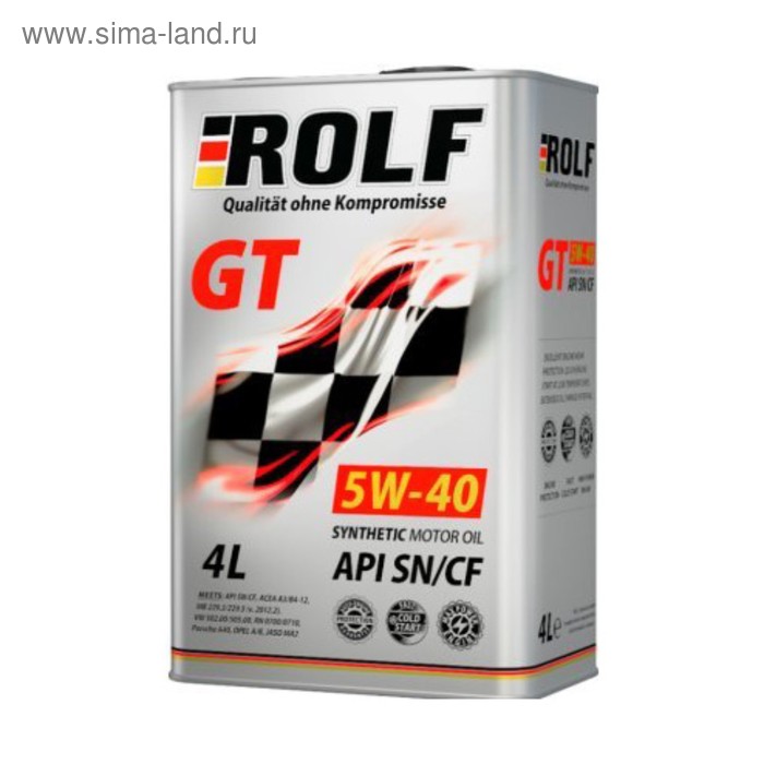 Моторное масло Rolf GT 5W-40 SN/CF синтетическое, 4 л rolf моторное масло rolf gt 5w 40 1 л
