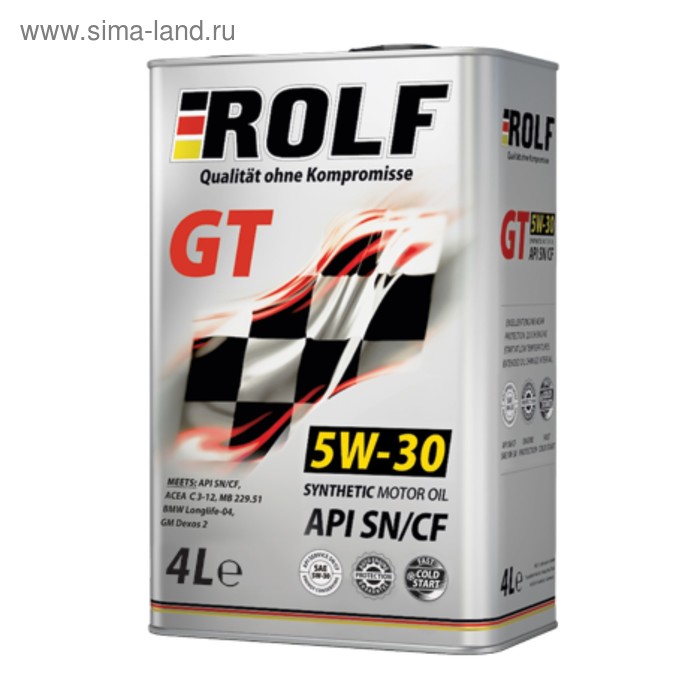 Моторное масло Rolf GT 5W-30 SN/CF синтетическое, 4 л масло моторное rolf gt 5w 30 sn cf синтетическое 60 л