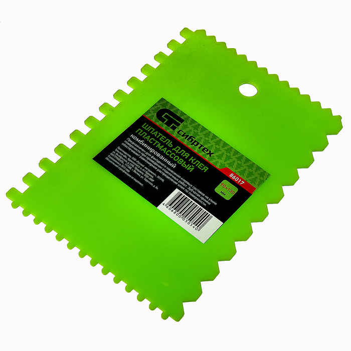 Шпатель для клея "СИБРТЕХ", 90х130 мм, зубчатый, пластик