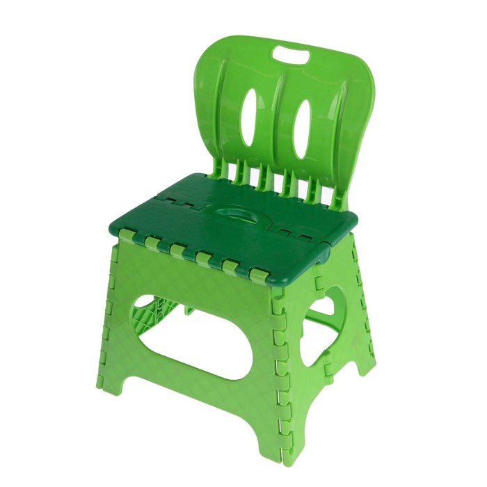 Табурет складной  средний,цвет  зеленый/салатовый со спинкой