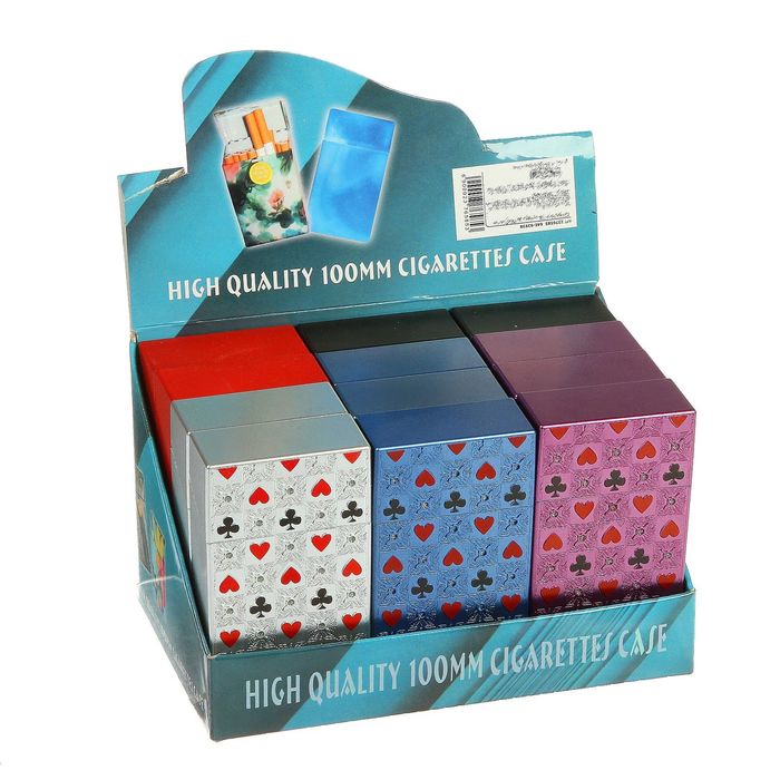 Портсигар Пачка, черви и трефы, цвет микс, 6*11*3см