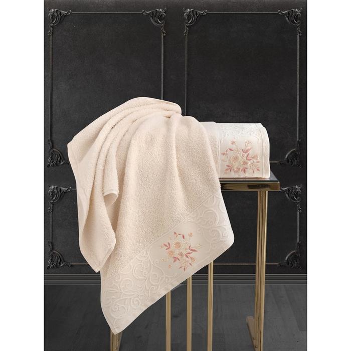 Комплект махровых полотенец Viola: 50х90 см-1 шт, 70х140 см-1 шт, абрикосовый