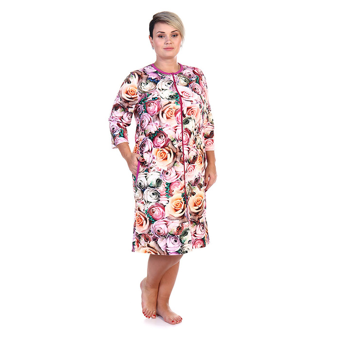 Халат женский на молнии 212вл1957 цвет МИКС, р-р 50