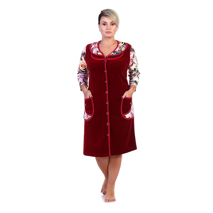 Халат женский на пуговицах 212вл1931 цвет МИКС, р-р 48