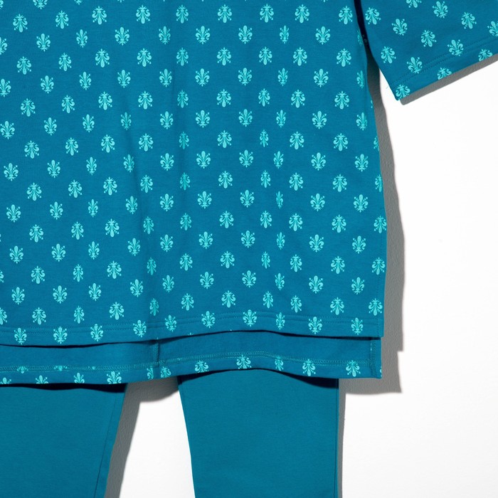 Пижама женская (туника, бриджи) 221Ф1980 цвет голубой, р-р 52