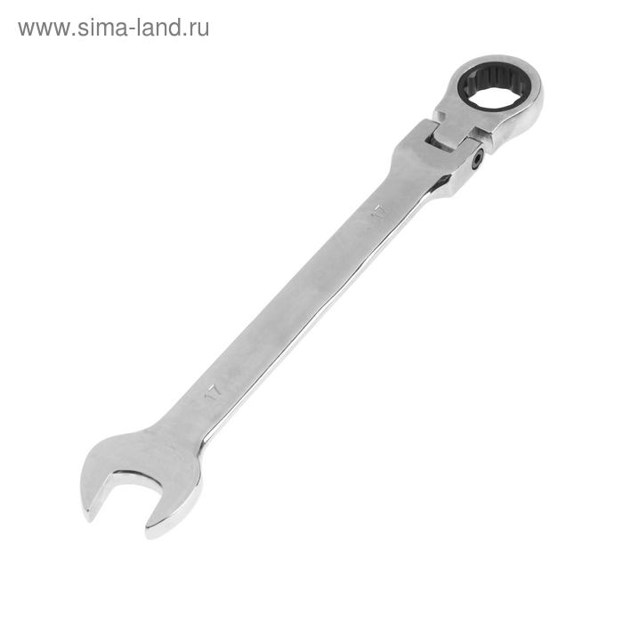 Ключ комбинированный трещоточный шарнирный ТУНДРА, CrV, полированный, 72 зуба, 17 мм ключ комбинированный 10х10мм трещоточный шарнирный с держателем эврика er 61010h