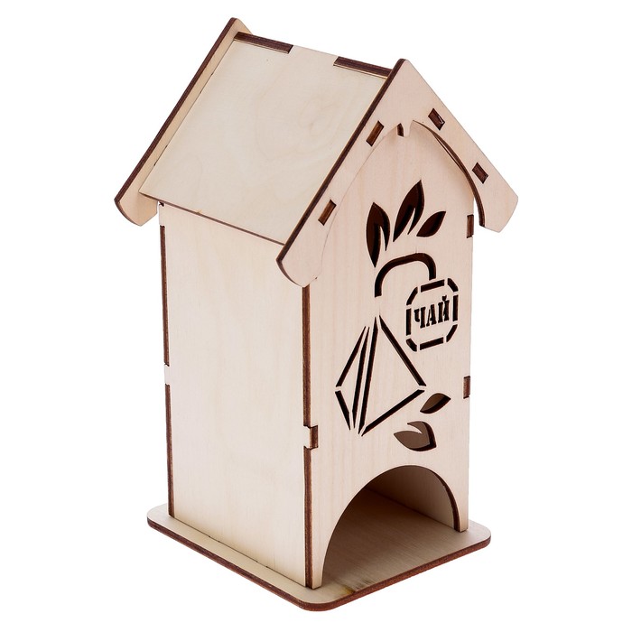 Чайный домик из фанеры средний "Треугольный пакетик" (набор 9 деталей) 9х9х18 см