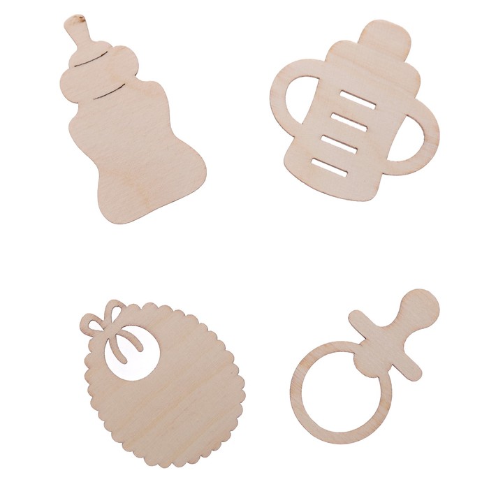 Набор бирок из фанеры "Малыш №2" 4 шт., по 5 см