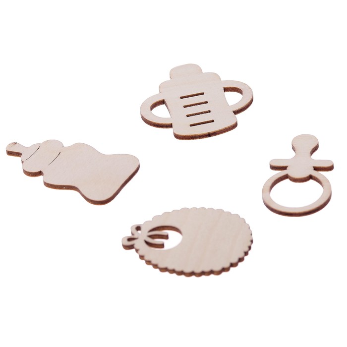 Набор бирок из фанеры "Малыш №2" 4 шт., по 5 см