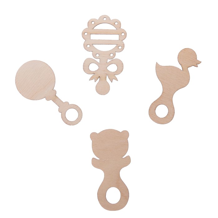 Набор бирок из фанеры "Погремушки" 4 шт., по 6 см