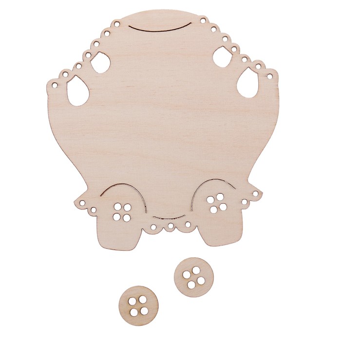Бирка из фанеры "Боди с пуговками" (набор 3 детали) 10см