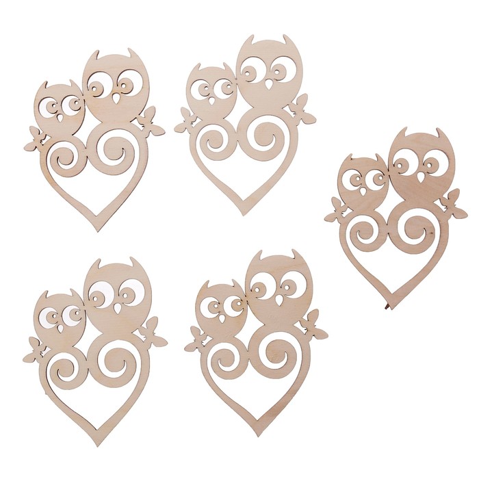 Бирка из фанеры "Сердечко. Совушки"  12 см