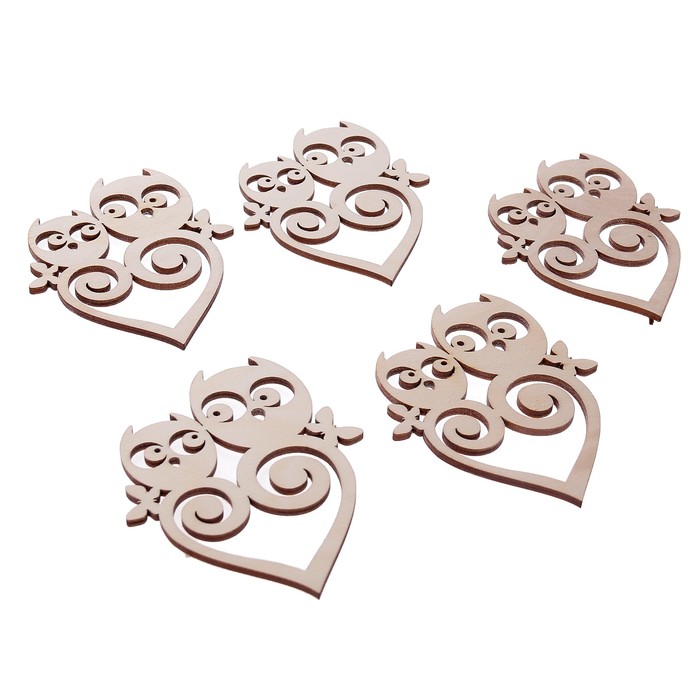 Бирка из фанеры "Сердечко. Совушки" 12 см