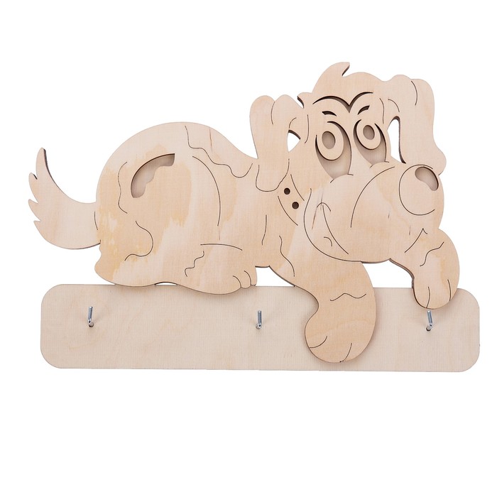 Основа для творчества вешалка из фанеры "Собака" 3 крючка (набор 2 детали) 29х20 см