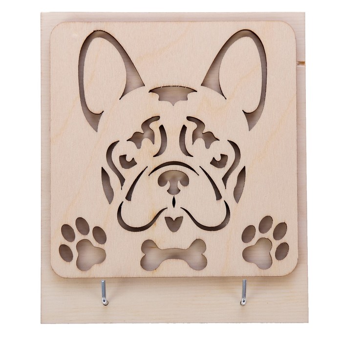 Ключница "Мопс мини" из фанеры (набор 2 детали) 12х13 см