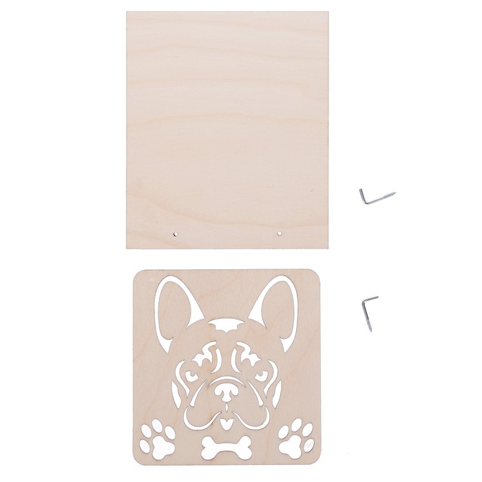 Ключница "Мопс мини" из фанеры (набор 2 детали) 12х13 см