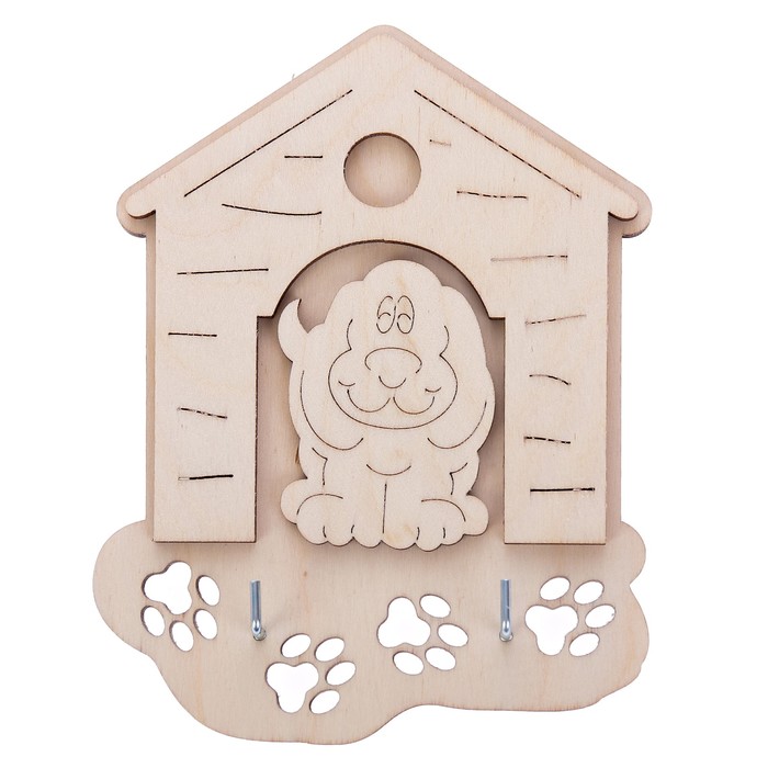 Ключница из фанеры для декора (3 детали) "Собака в будке мини" 12,5х16 см